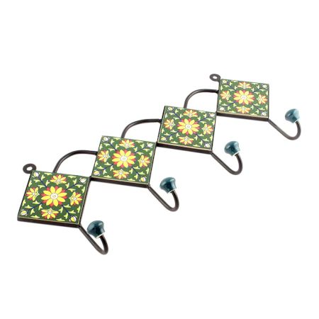 Forest Green And Yellow Sunflower Ceramic Tiles Hooks Online